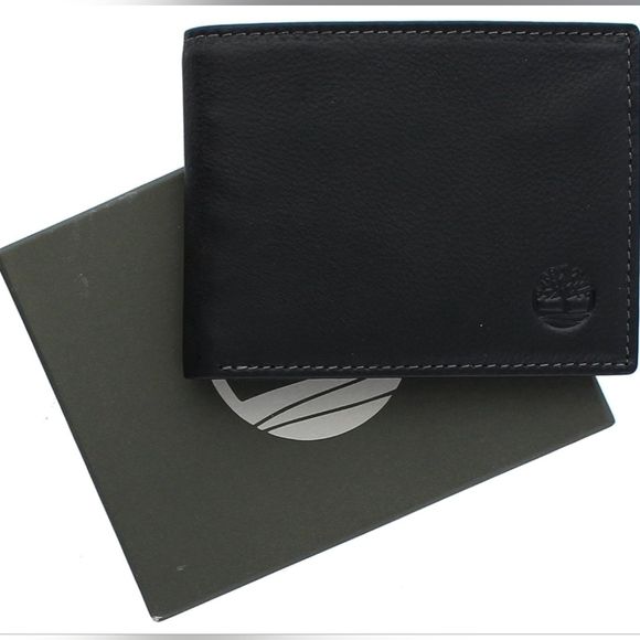 Timberland Men's Wellington Leather RFID Comnunter Security Black Wallet New - Picture 4 of 7